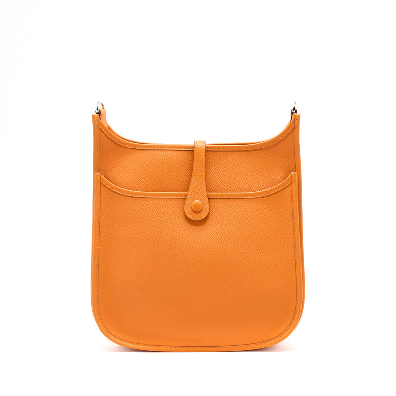 Hermes Evelyne 29 Epsom Orange SHW Stamp Square K