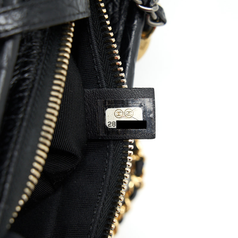 Chanel Small Gabrielle Hobo Bag Crocodile Embossed Calfskin Black Multicolour Hardware