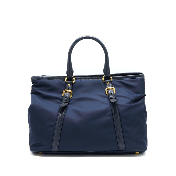 Prada Tessuto Tote Bag Nylon Dark Blue GHW