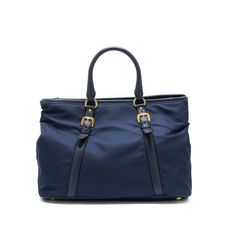 Prada Tessuto Tote Bag Nylon Dark Blue GHW