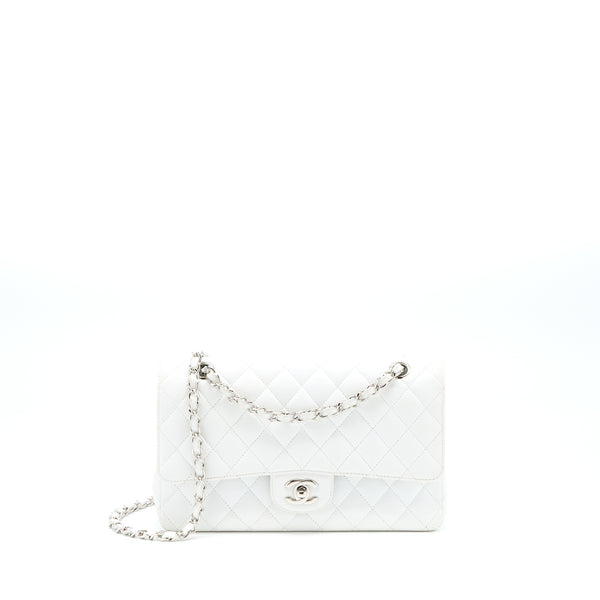Chanel Medium Classic Flap Caviar White SHW