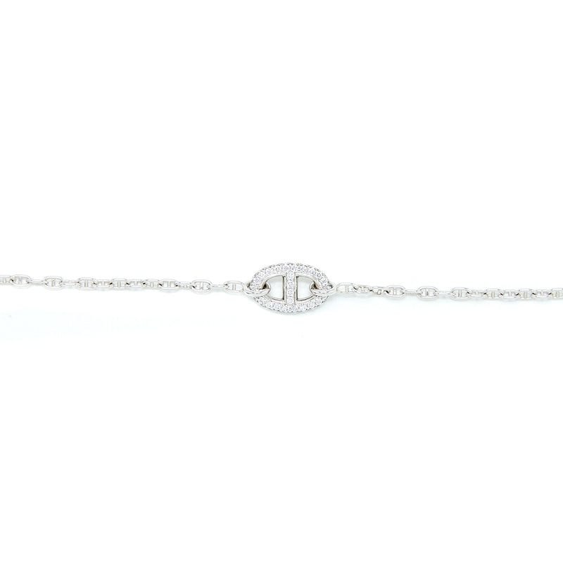 Hermes Size ST New Farandole Bracelet Toggle Closure White Gold With Diamonds