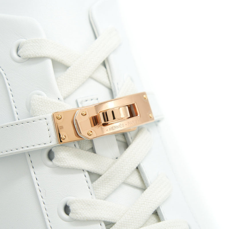 Hermes Day Sneaker Size38 Calfskin Rose Gold Plated Kelly Buckle