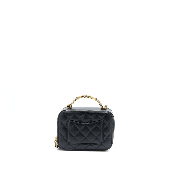 Chanel 22S Top Handle Small Vanity Case Caviar Black Brushed GHW (Microchip)