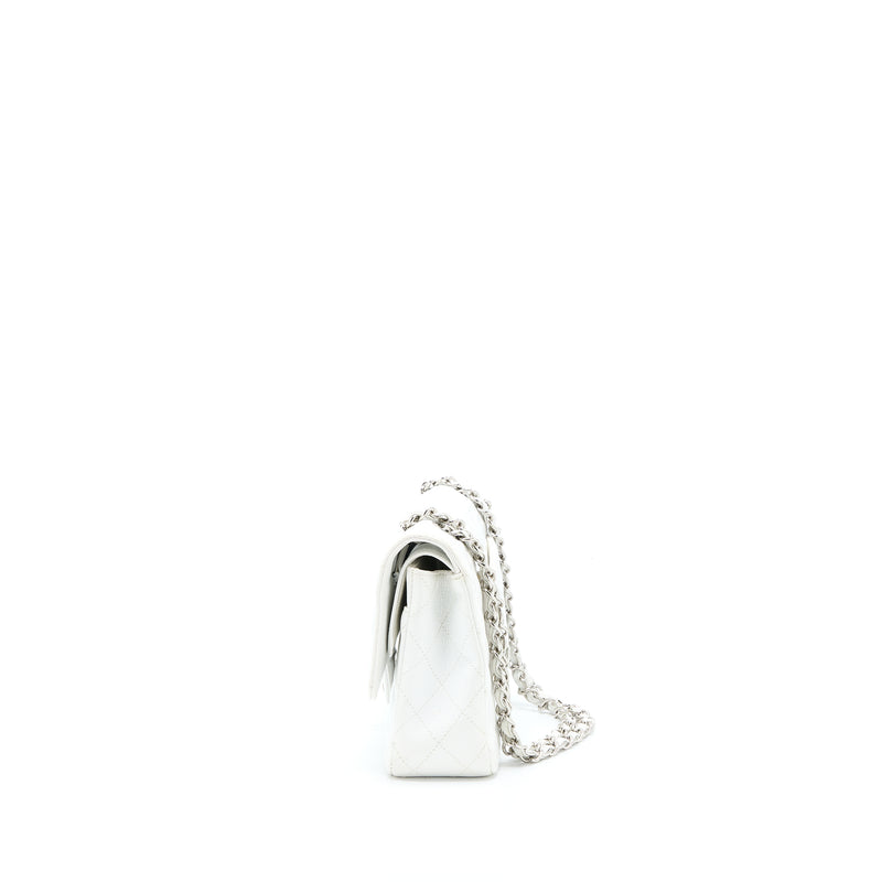 Chanel Medium Classic Flap Caviar White SHW