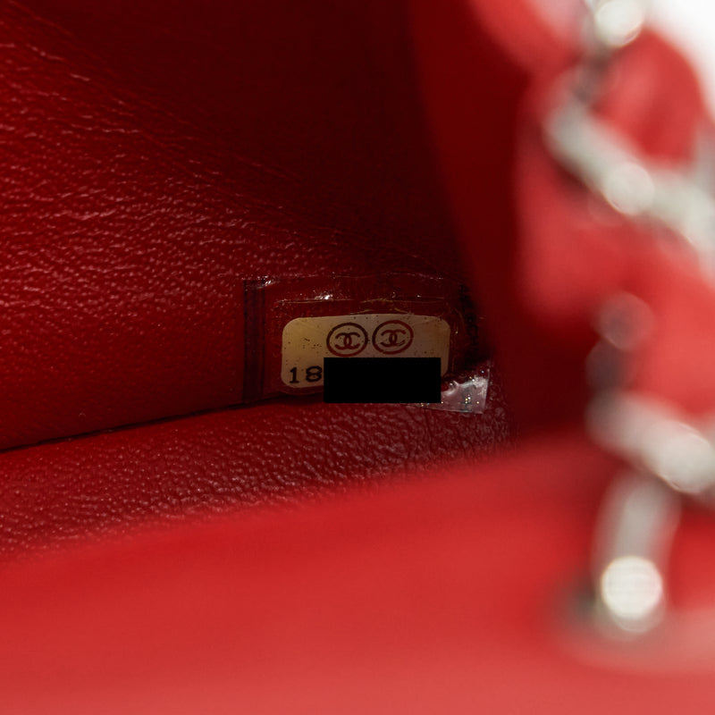 Chanel Mini Square Flap Bag Lambskin Red SHW