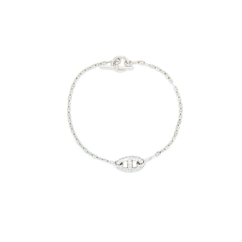 Hermes Size ST New Farandole Bracelet Toggle Closure White Gold With Diamonds