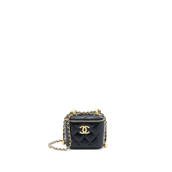 Chanel 21A Gold Crush Mini Vanity Case Calfskin Black Brushed GHW