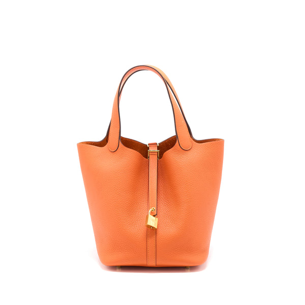 Hermes Picotin 22 Lock Bag Clemence 9J Feu GHW Stamp Y