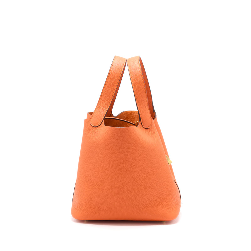 Hermes Picotin 22 Lock Bag Clemence 9J Feu GHW Stamp Y