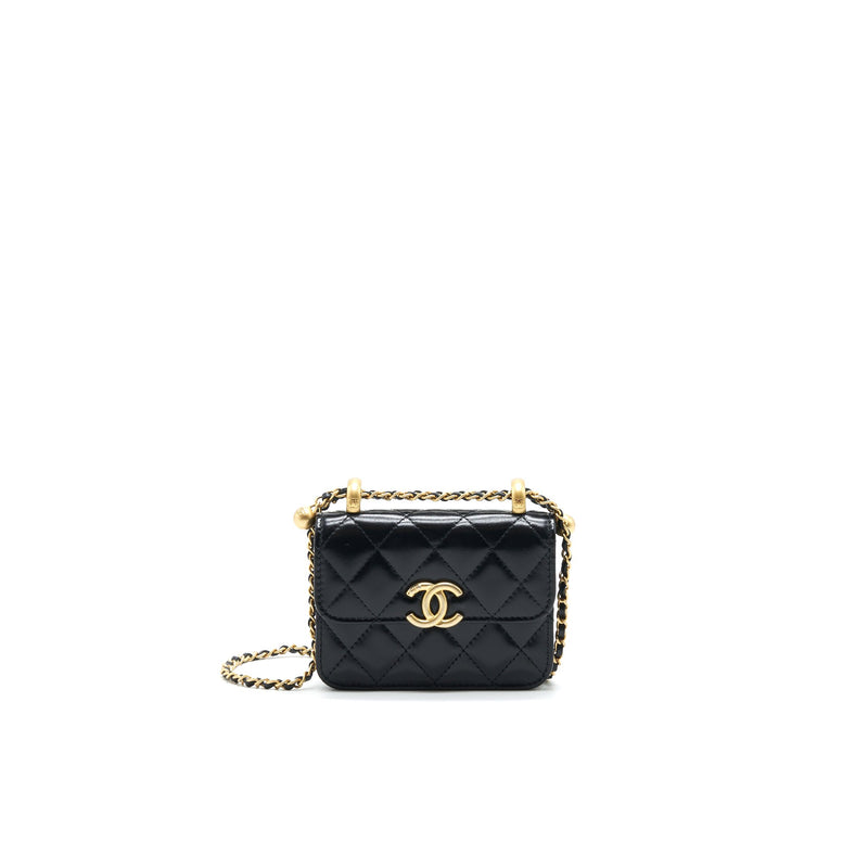 Chanel 21A Flap Coin Purse with Chain Black with GHW calfskin