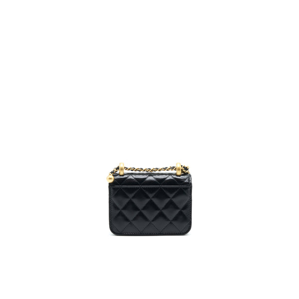 Chanel 21A Flap Coin Purse with chain Calfskin black GHW