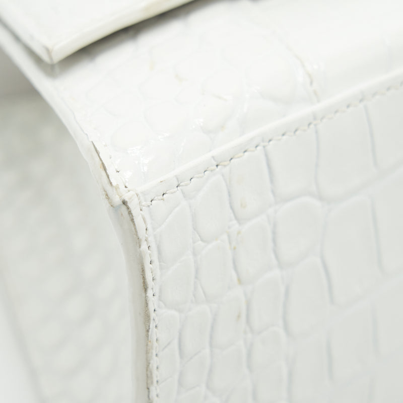Balenciaga Hourglass S Croc embossed Calfskin White SHW