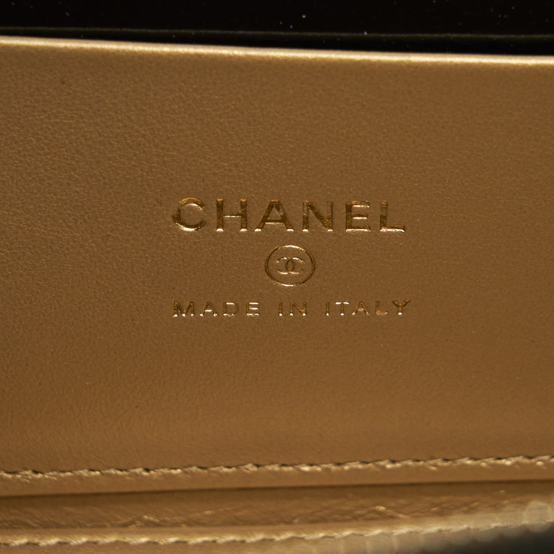 Chanel 22S Pearl Crush Long Vanity With Chain Lambskin Black GHW