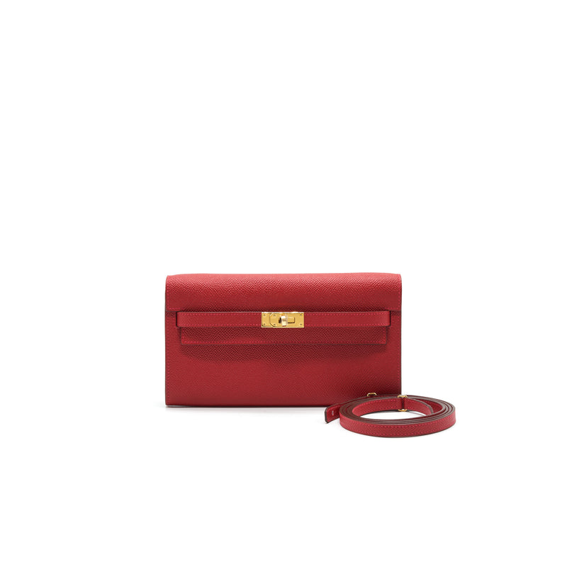 Hermes Classic Kelly TO Go Yeau Epsom Q5 Rouge Casaque GHW