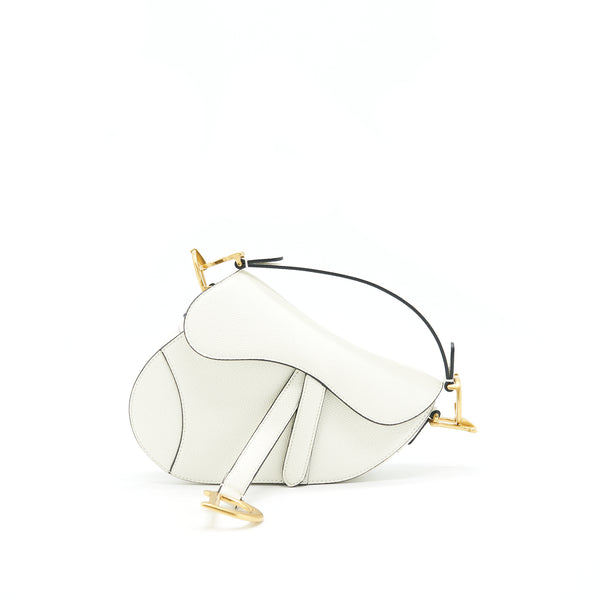 CHRISTIAN DIOR SMALL SADDLE BAG WHITE GHW