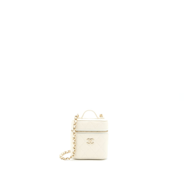 Chanel Mini Top Handle Vanity Case Caviar White LGHW