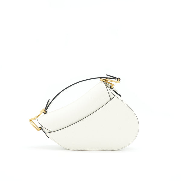 CHRISTIAN DIOR SMALL SADDLE BAG WHITE GHW