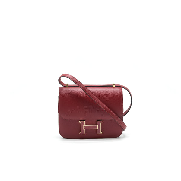 Hermes Mini Constance Bag Rouge Grenade Epsom Leather