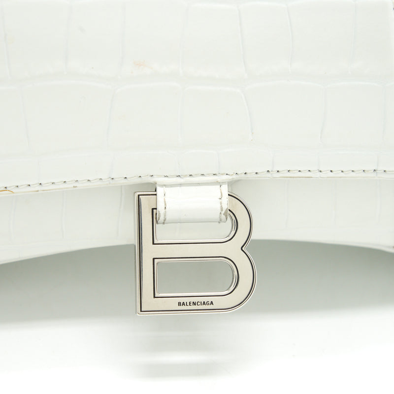 Balenciaga Hourglass S Croc embossed Calfskin White SHW