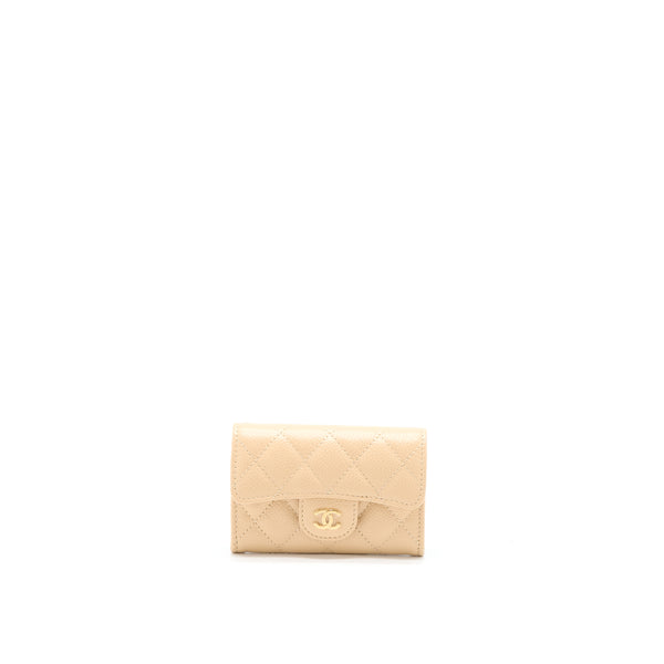 Chanel Classic Flap Card Holder Caviar Beige GHW (Microchip)