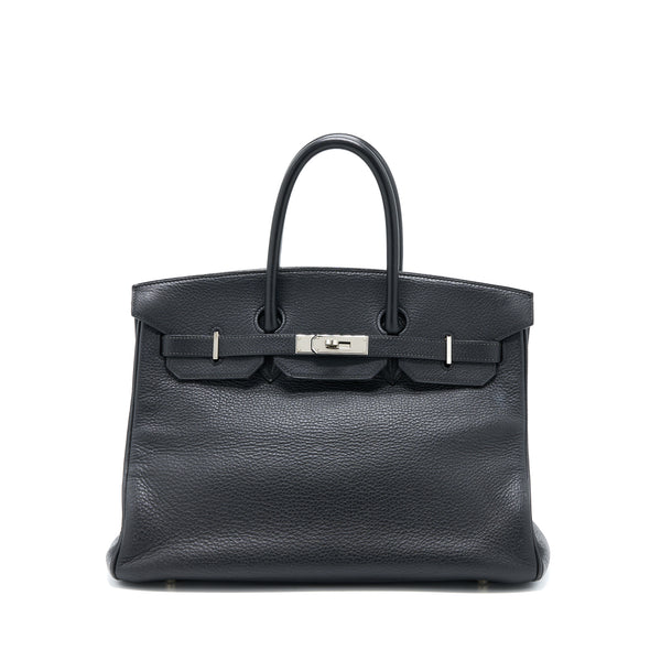Hermes Birkin 35 Calfskin Black SHW Stamp Square E