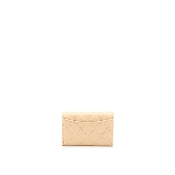 Chanel Classic Flap Card Holder Caviar Beige GHW (Microchip)