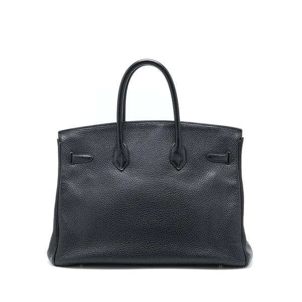 Hermes Birkin 35 Calfskin Black SHW Stamp Square E