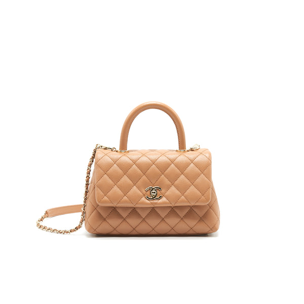 Chanel Mini Coco Handle Flap Bag 21p Caramel LGHW