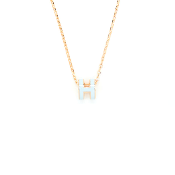 Hermes Mini Pop H Pendant Blue Zephyr RGHW