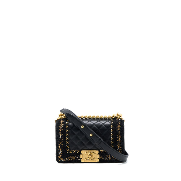 Chanel Small Jacket Boy Bag Lambskin/Tweed Black GHW