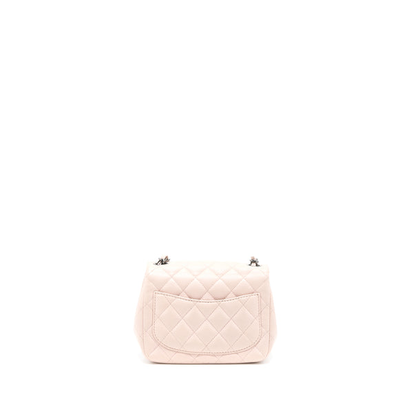 Chanel Mini Square Flap Bag Caviar Light Pink Ruthenium Hardware