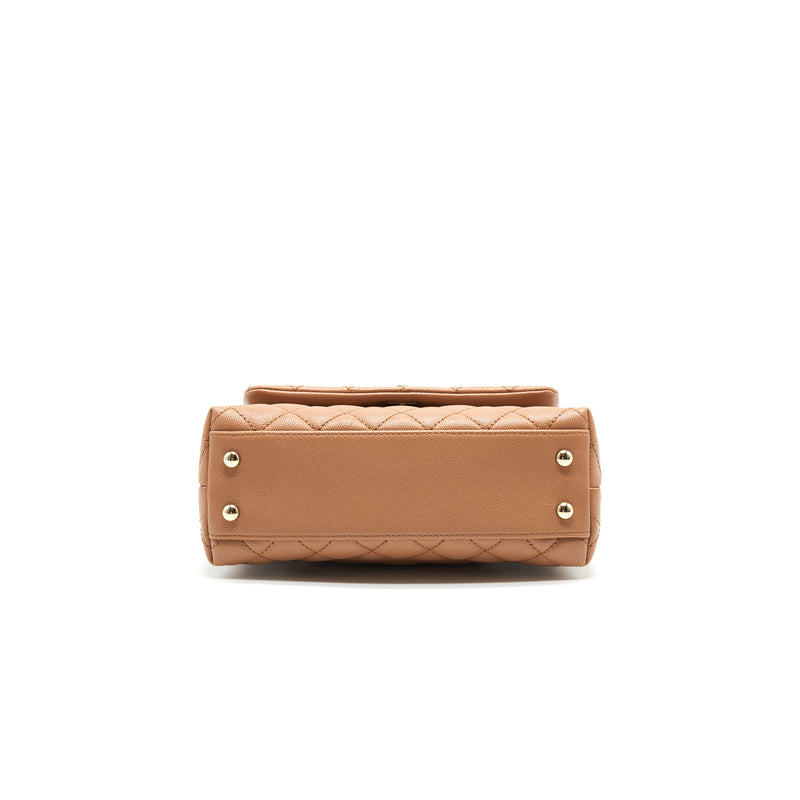 Chanel Mini Coco Handle Flap Bag 21p Caramel LGHW