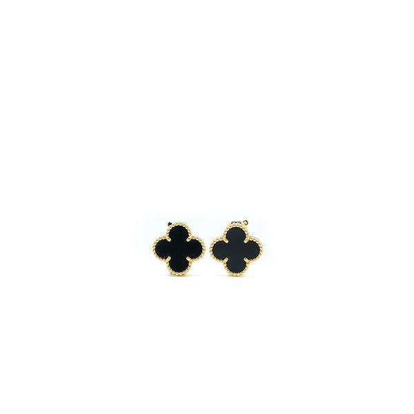 Van Cleef & Arpels Vintage Alhambra Earrings Onyx/18K Yellow Gold