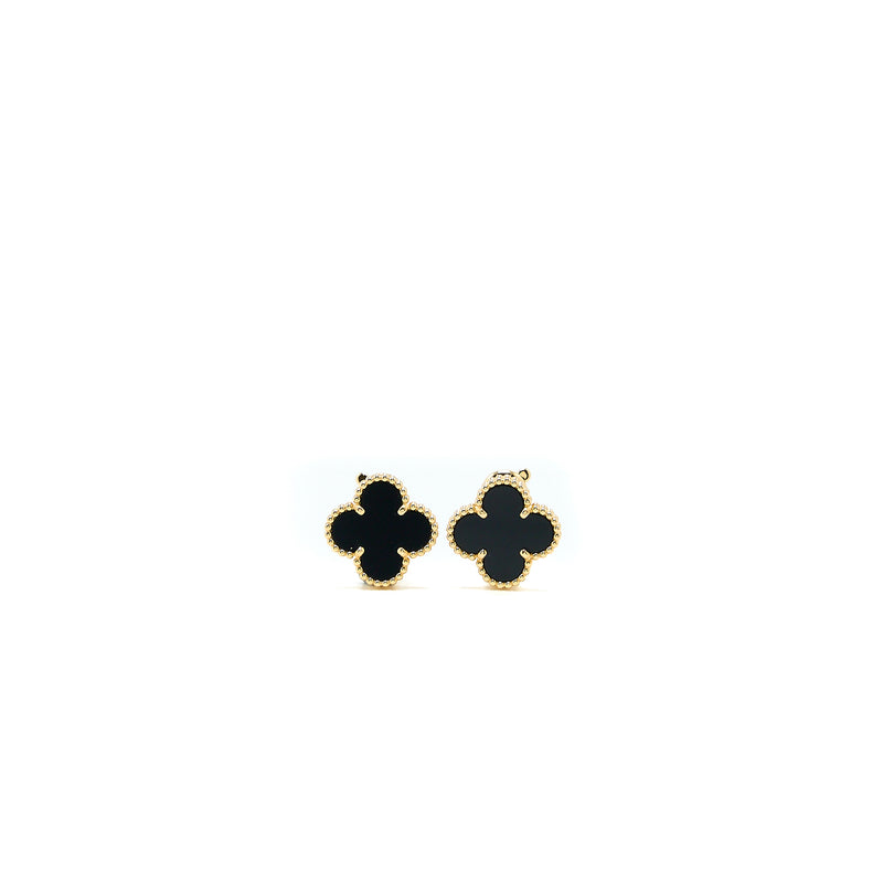 Van Cleef & Arpels Vintage Alhambra Earrings Onyx/18K Yellow Gold