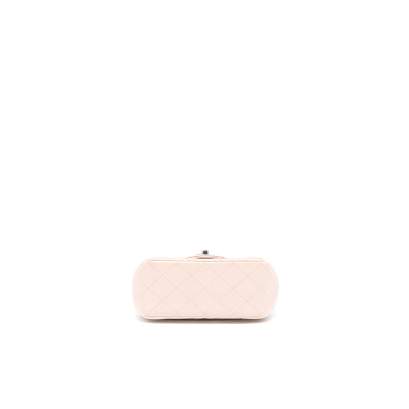 Chanel Mini Square Flap Bag Caviar Light Pink Ruthenium Hardware
