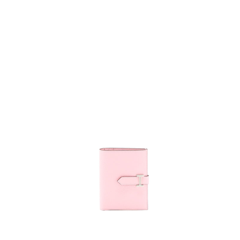 Hermes Bearn Compact Wallet Chevre Mysore 3Q Rose Sakura SHW Stamp D