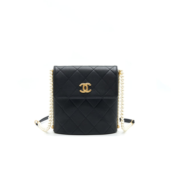 Chanel Small Hobo Bag With Pearls Black Calfskin GHW