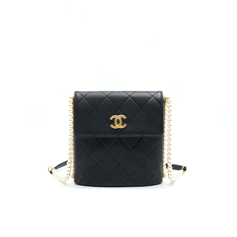 Chanel Small Hobo Bag With Pearls Black Calfskin GHW