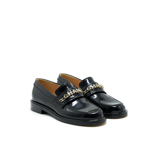 Chanel Size 37 Leather Loafer Black GHW