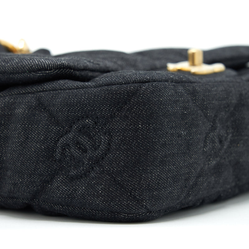 Chanel 22s Small Denim CC Logo Shoulder Bag GHW