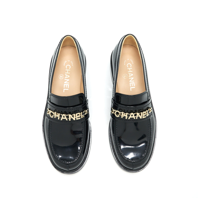 Chanel Size 37 Leather Loafer Black GHW