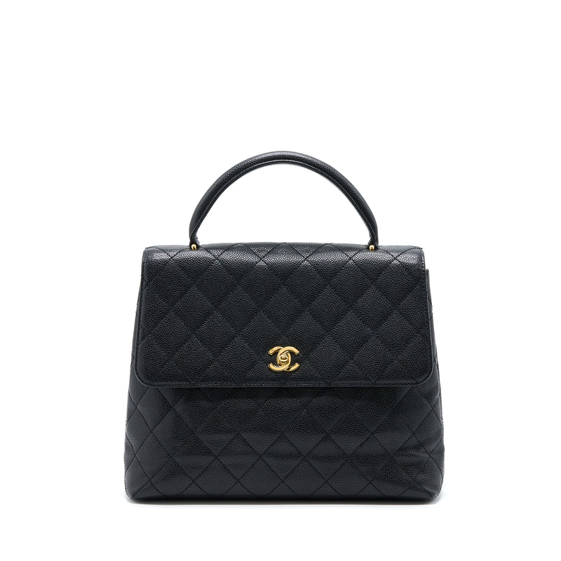 Chanel Vintage Top Handle Flap Bag Caviar Black GHW