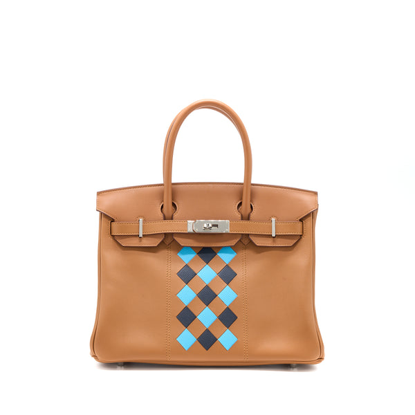 Hermes Birkin 30 Tressage Swift/Epsom Gold/Bleu Indigo/Bleu Nord SHW Stamp D