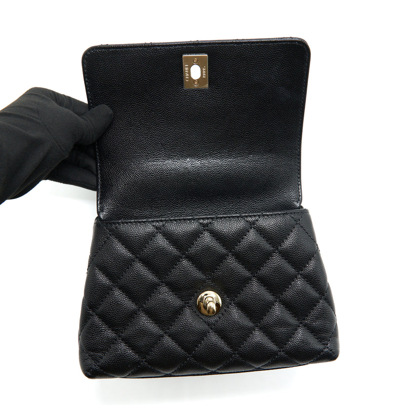 Chanel Mini Coco Handle 20cm Caviar Black LGHW (microchip)