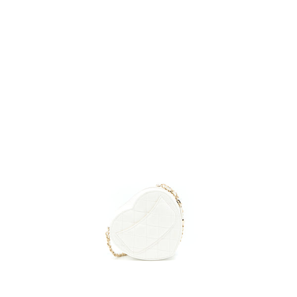 Chanel Small Heart Bag Lambskin White LGHW