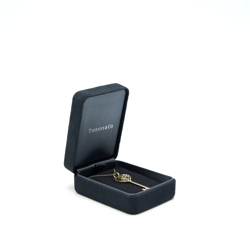 Tiffany & Co Enchant Heart Key Pendant Necklace 18k Yellow Gold & Diamond