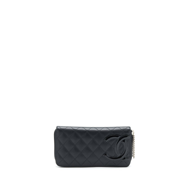 Chanel Cambon Long Zipper Wallet Calfskin Black/Pink SHW