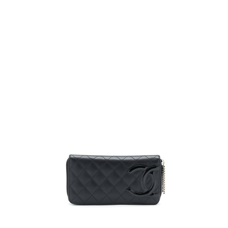 Chanel Cambon Long Zipper Wallet Calfskin Black/Pink SHW