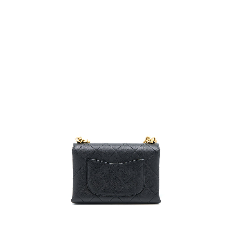 Chanel Detail Chain Flap Bag Grained Calfskin Black GHW (Microchip)